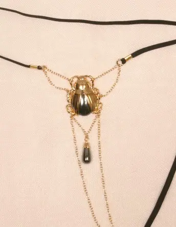 Cleopatra - Women's Sacred Scarab Gold G-String With Elastic Waist Band