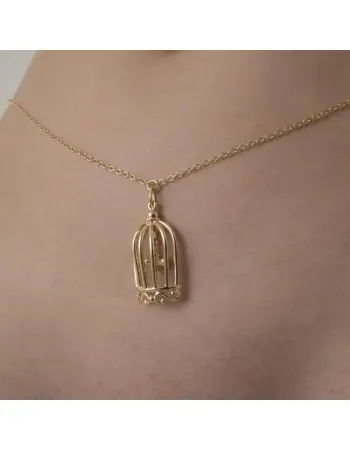 Cold Case Love - Gold Waist Chain with Bird in a Cage Pendant