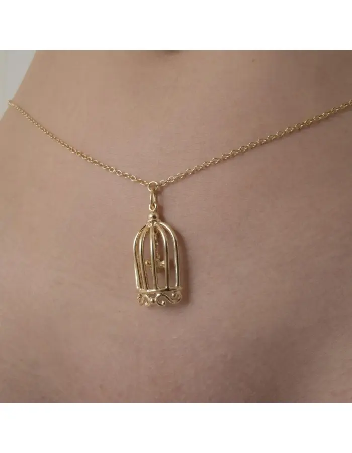 Cold Case Love - Gold Waist Chain with Bird in a Cage Pendant