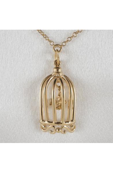 Cold Case Love - Gold Waist Chain with Bird in a Cage Pendant