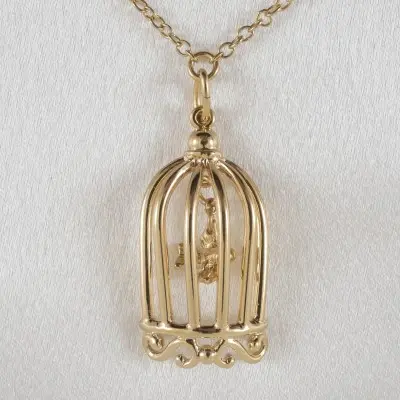 Cold Case Love - Gold Waist Chain with Bird in a Cage Pendant