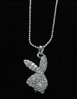 Rhinestone 1 inch Bunny Pendant with Chain