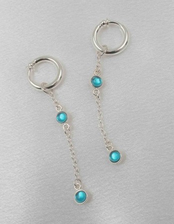 Da Baby - Silver Non-piercing labia rings with Blue Crystal Pendant