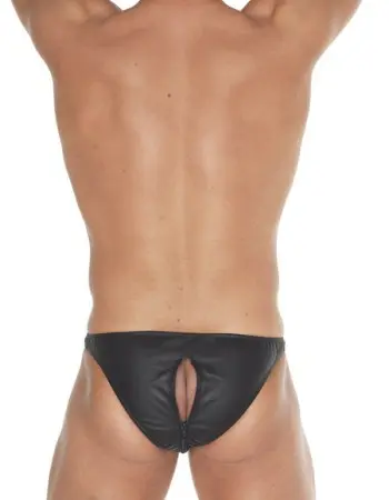 Daddy's Game - Leather Zip from Front to Back Briefs