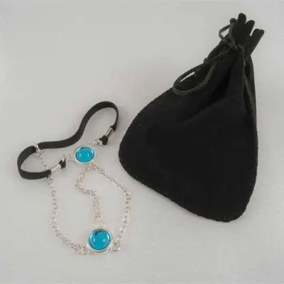 Dangerously - Silver Penis Chain with Blue Crystal Gemstones