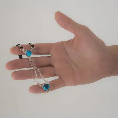 Dangerously - Silver Penis Chain with Blue Crystal Gemstones