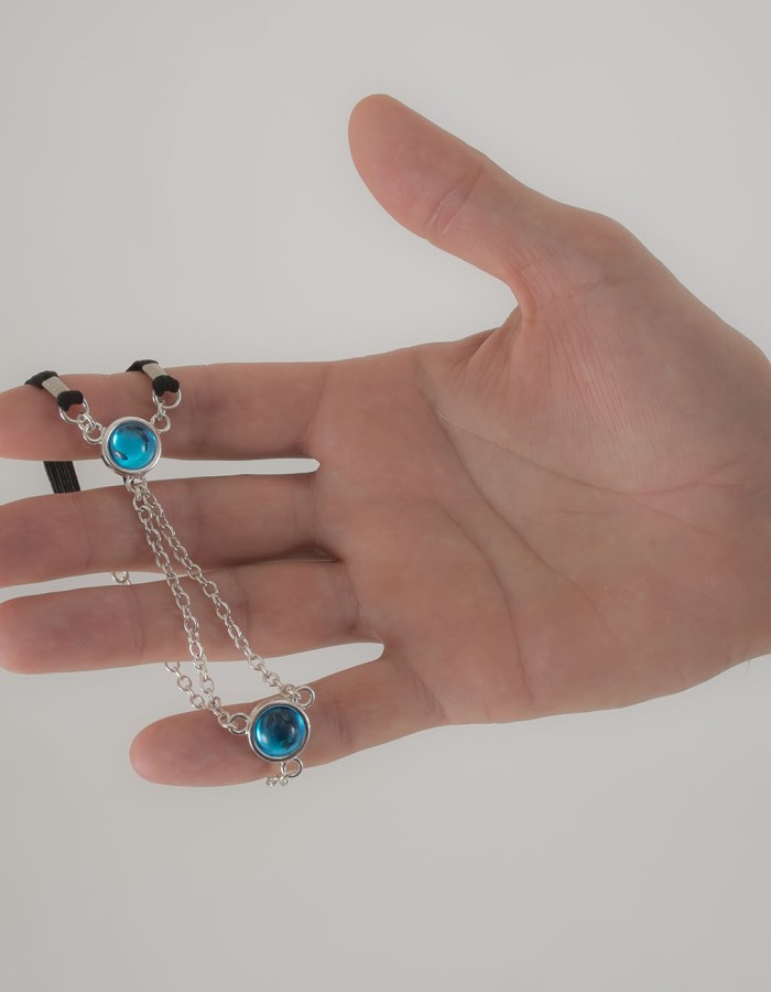 Dangerously - Chaîne de pénis en argent avec pierres précieuses en cristal bleu
