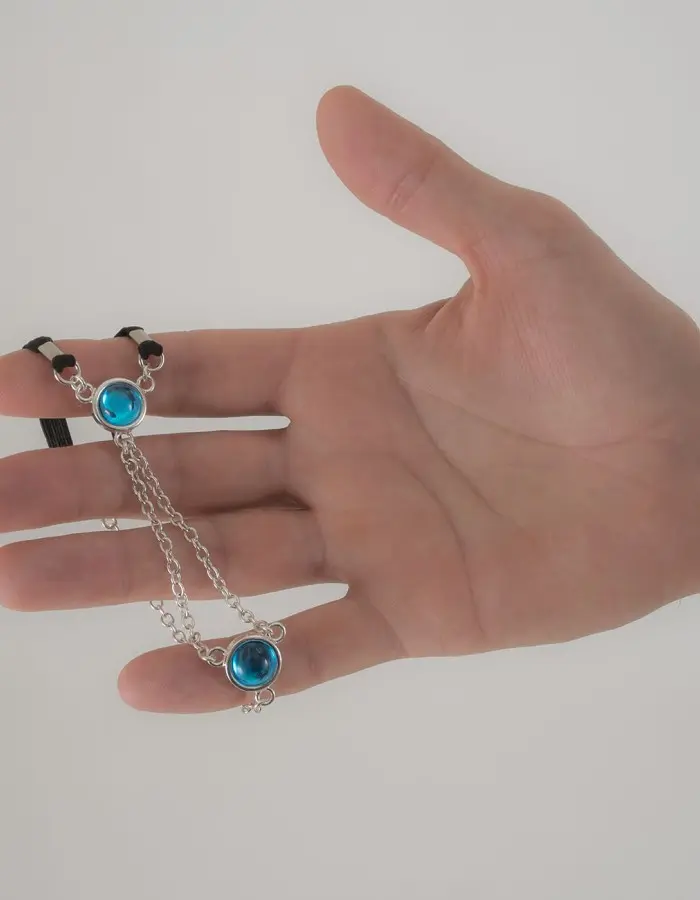 Dangerously - Silver Penis Chain with Blue Crystal Gemstones