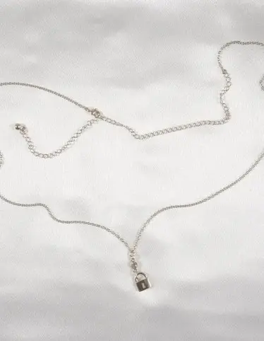 Delicate - Women's Silver Waist Chain with Padlock