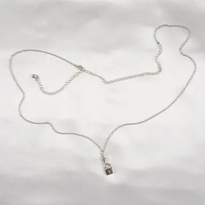 Delicate - Women's Silver Waist Chain with Padlock