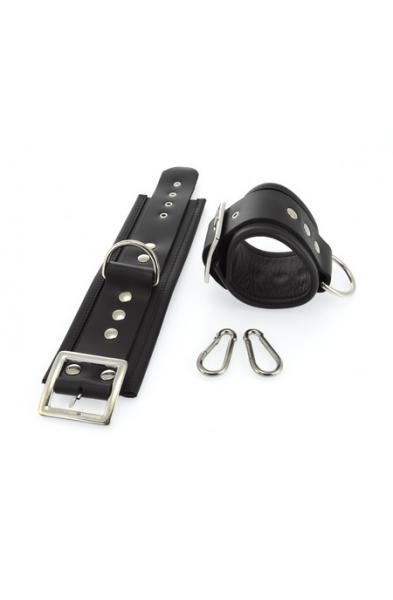 Deluxe Ankle Cuffs With Spring Snap Hooks (Wide)