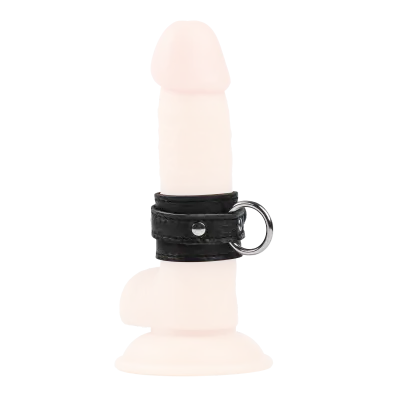 Deluxe Leather Cock Cuff with Ring