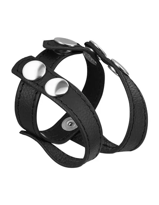 Deluxe Leather Cock and Balls Strap-Divider