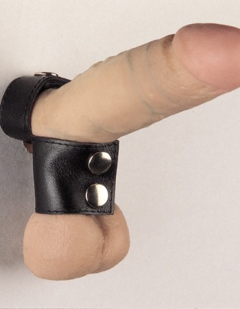 Deluxe Leather Penis Band With Ball Stretcher