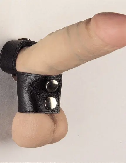 Deluxe Leather Penis Band with Ball Stretcher