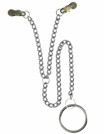 Deluxe Nipple Clamps with Chain and Cock Ring