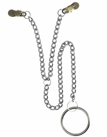 Deluxe Nipple Clamps with Chain and Cock Ring