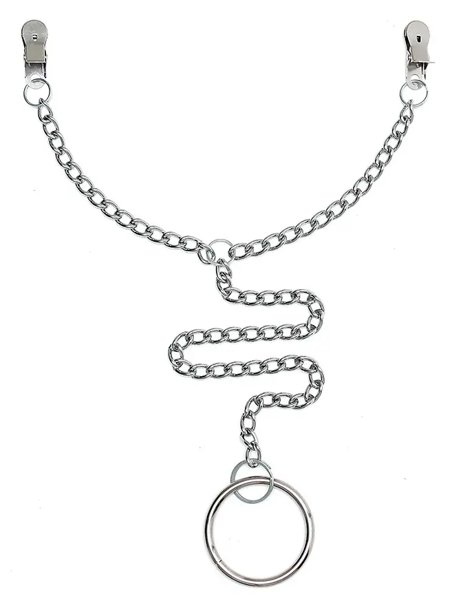 Deluxe Nipple Clamps with Chain and Cock Ring
