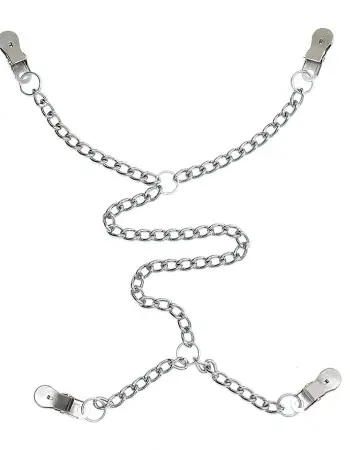 Deluxe Nipple to Labia Clamps With Chain