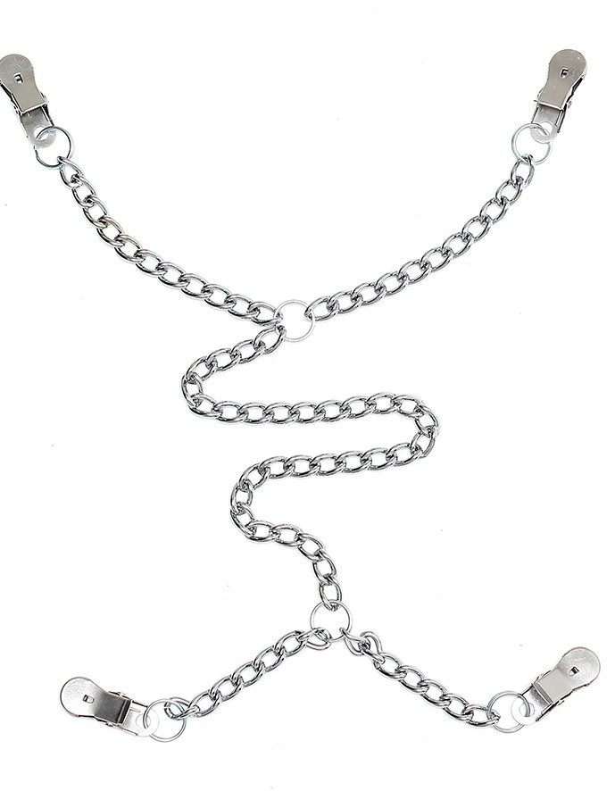 Deluxe Nipple to Labia Clamps With Chain