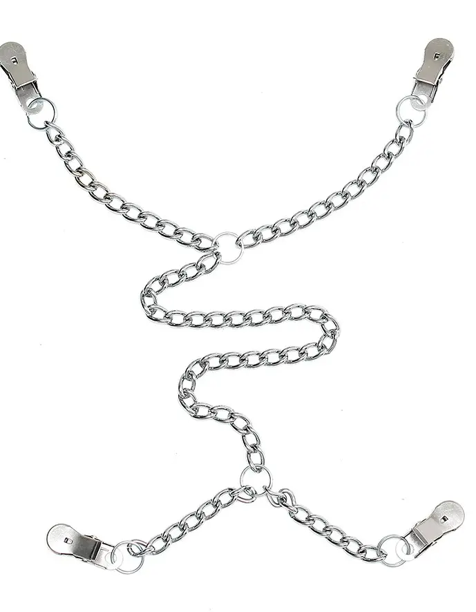Deluxe Nipple to Labia Clamps With Chain