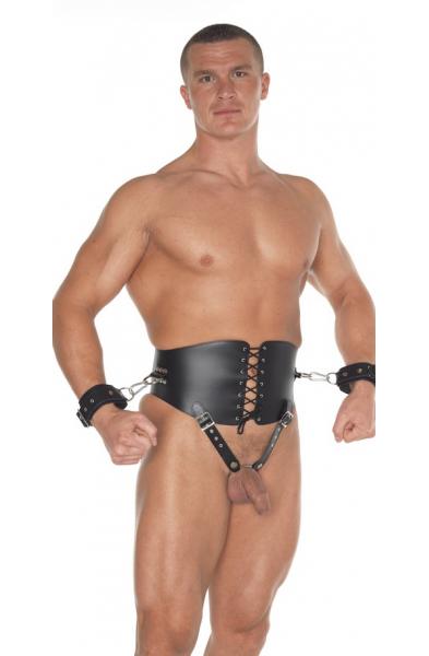 Deluxe Wide Belt with Cock Ring and Handcuffs