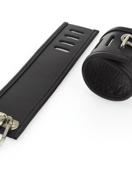 Deluxe Wrist Cuffs With Metal Lined Slots and Carabine Hooks (Narrow)