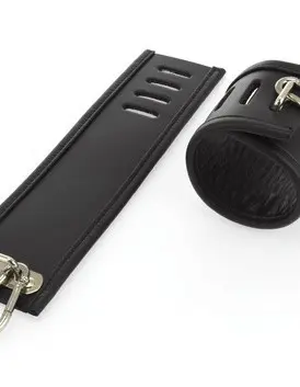 Deluxe Wrist Cuffs With Metal Lined Slots and Carabine Hooks (Narrow)