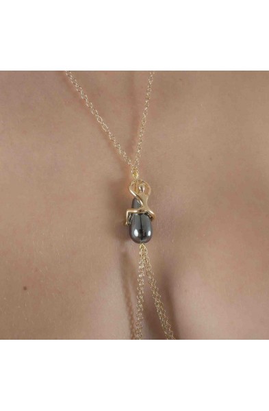 Desire R - Gold Necklace and Breast Chain With Nipple Jewels