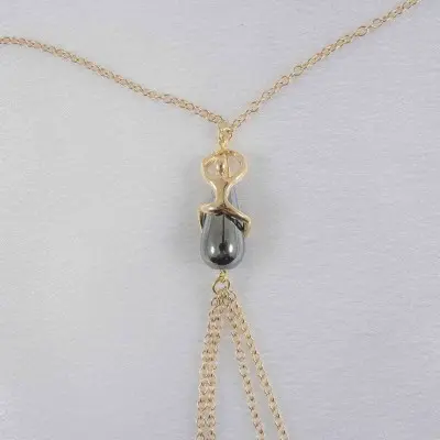 Desire R - Gold Necklace and Breast Chain With Nipple Jewels