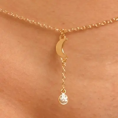 Diana - Gold Waist Chain with Moon and Crystal Jewel Charms