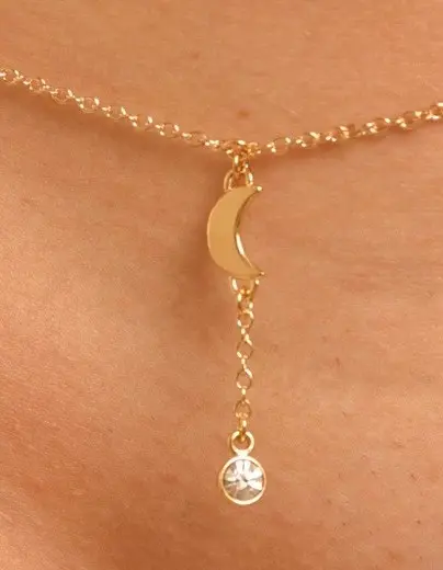 Diana - Gold Waist Chain with Moon and Crystal Jewel Charms