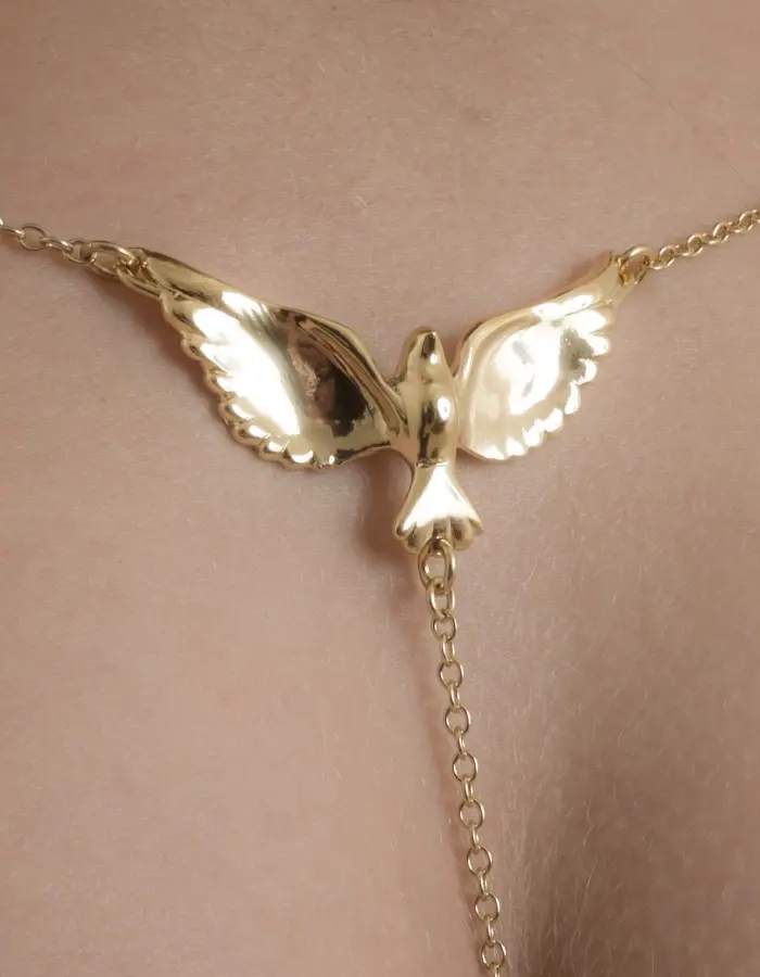 Disturbia - Gold Waist Chain with Dove Pendant