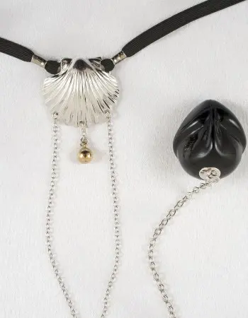 Down by the Seashore - Crotchless G-String Jewelry with Clit Pearl and Insertable Penis Head