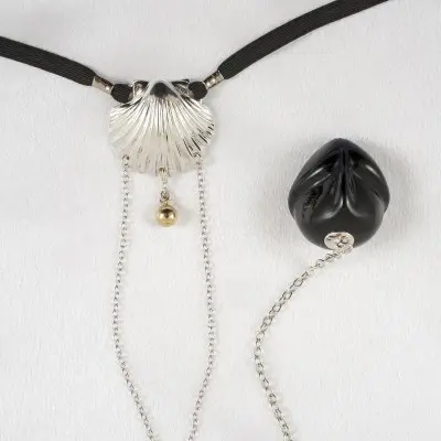 Down by the Seashore - Crotchless G-String Jewelry with Clit Pearl and Insertable Penis Head