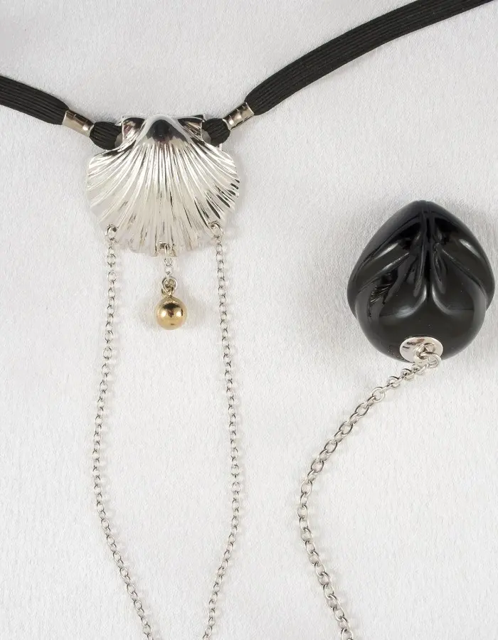 Down by the Seashore - Crotchless G-String Jewelry with Clit Pearl and Insertable Penis Head