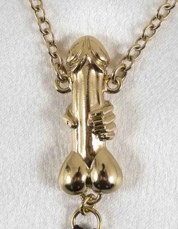 Dude - Gold Testicle Bracelet with Penis Charm