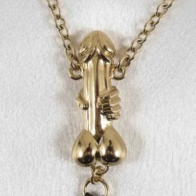 Dude - Gold Testicle Bracelet with Penis Charm