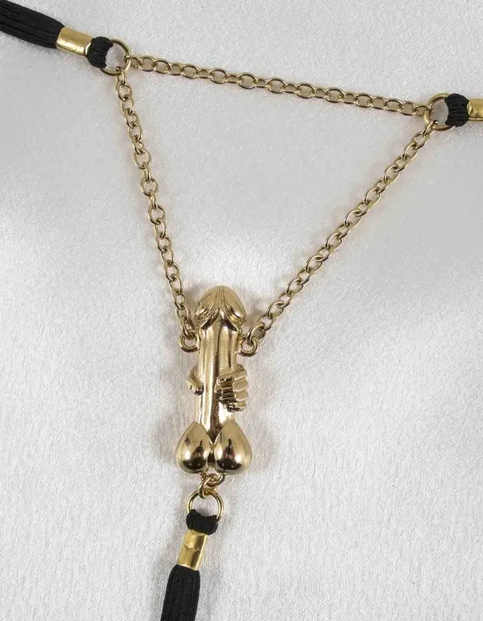 Dude - Gold Testicle Bracelet with Penis Charm