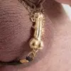 Dude - Gold Testicle Bracelet with Penis Charm