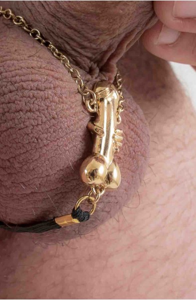 Dude - Gold Testicle Bracelet with Penis Charm