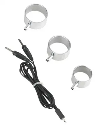 Electro Sex Uni-Polar Aluminum Cock Rings With Cable - Set of 3