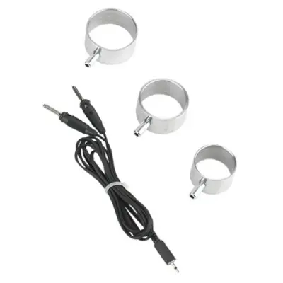 Electro Sex Uni-Polar Aluminum Cock Rings With Cable - Set of 3