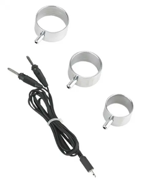 Electro Sex Uni-Polar Aluminum Cock Rings With Cable - Set of 3