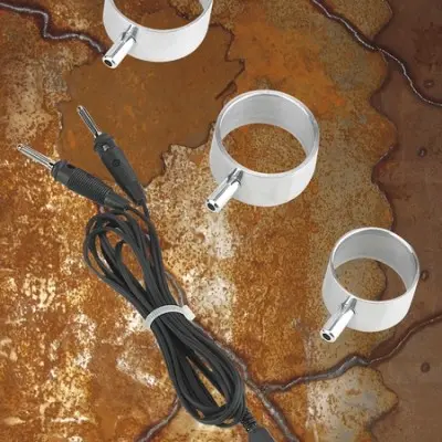 Electro Sex Uni-Polar Aluminum Cock Rings With Cable - Set of 3