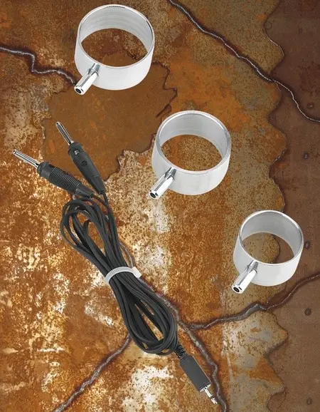 Electro Sex Uni-Polar Aluminum Cock Rings With Cable - Set of 3