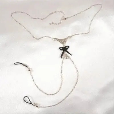 Emma - Empire Style Silver Necklace with Non-Piercing Nipple Rings