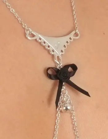 Emma - Empire Style Silver Necklace with Non-Piercing Nipple Rings