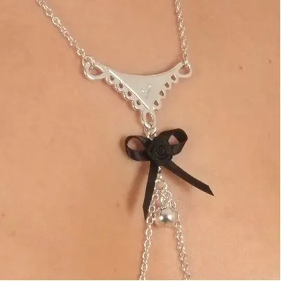 Emma - Empire Style Silver Necklace with Non-Piercing Nipple Rings