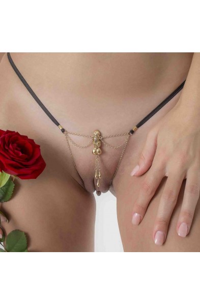 Enchanted - Gold Vagina Jewelry with Penis Charm